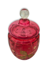 Victorian Ruby Glass Biscuit Barrel