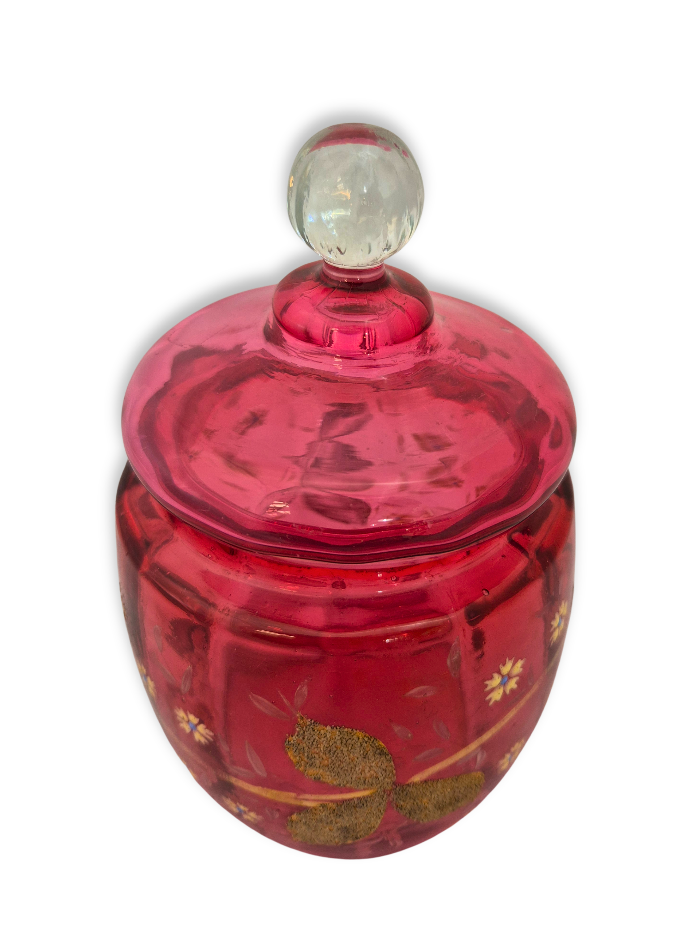 Victorian Ruby Glass Biscuit Barrel