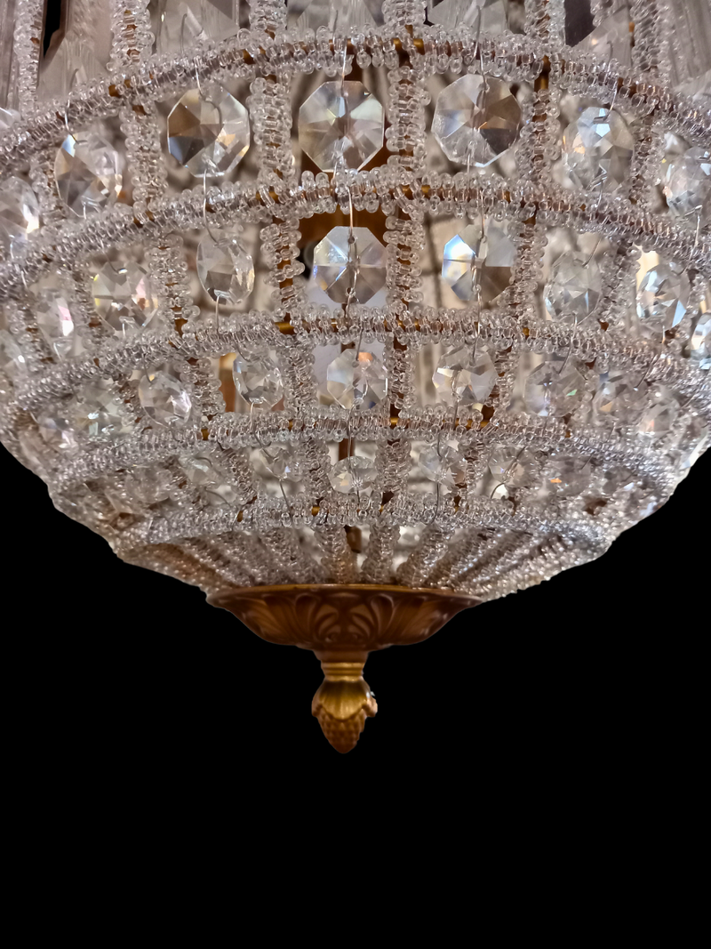 Round Crystal Basket Chandelier