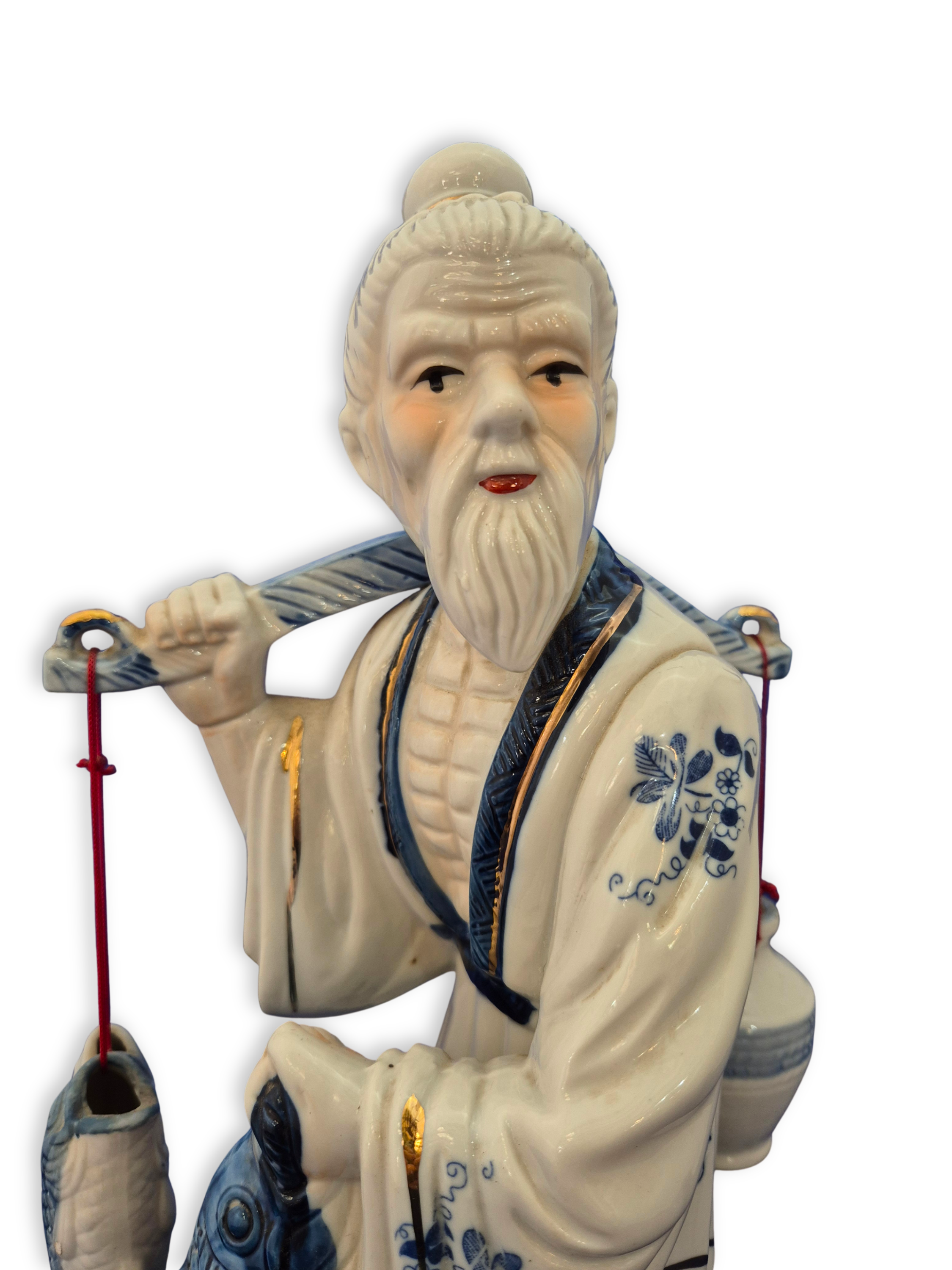 Vintage Chinese Fisherman figurine