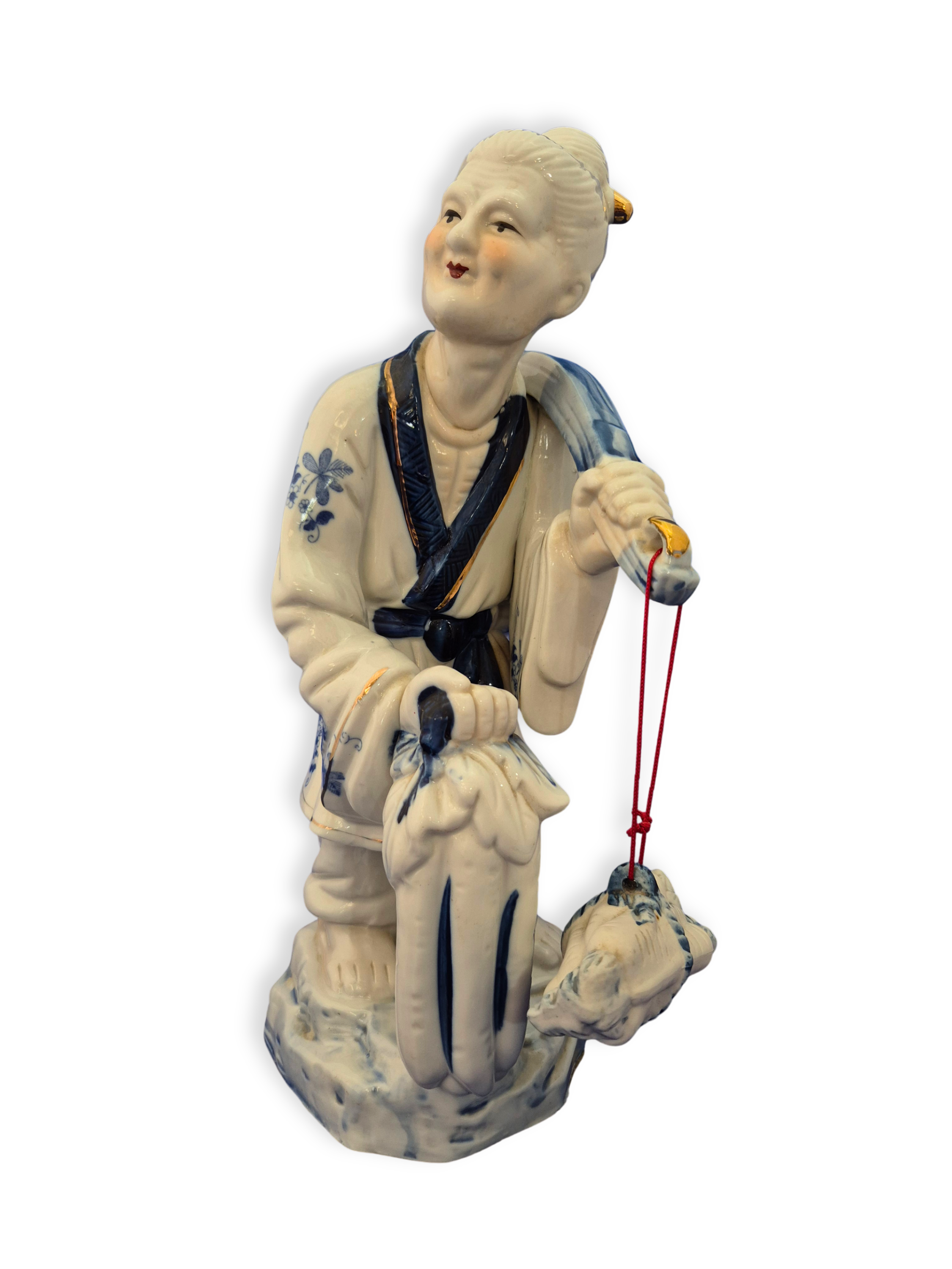Vintage Chinese fisherwoman figurine