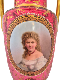 Victorian Ruby Glass Portrait Vase
