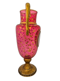 Victorian Ruby Glass Portrait Vase