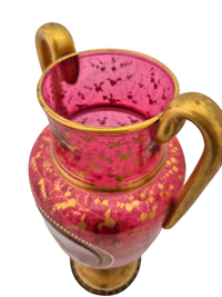 Victorian Ruby Glass Portrait Vase