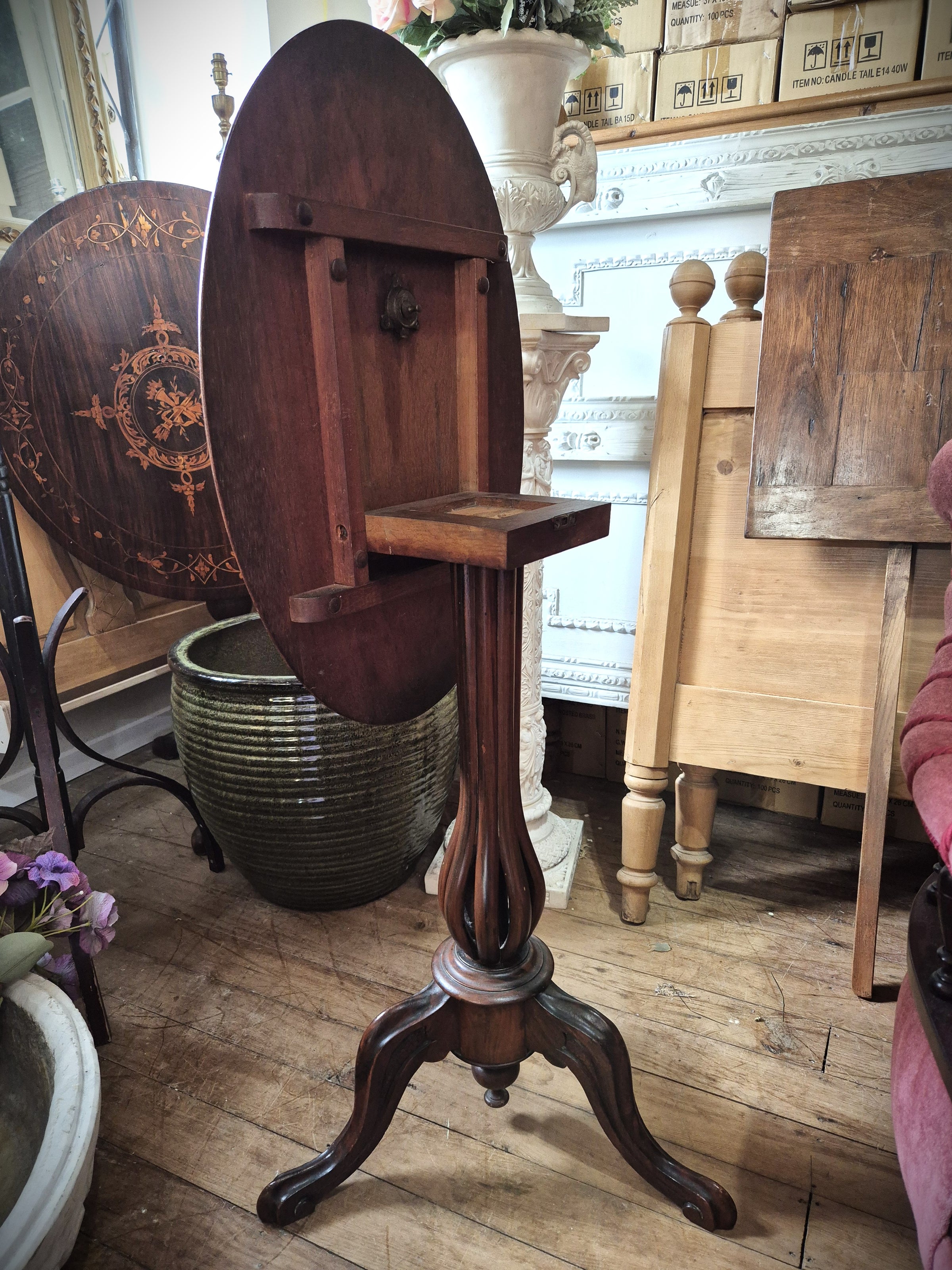 Victorian Mahogany Chess Table Tilt Mechanism