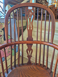 Windsor Wheel Back Chair close up of the back rest.