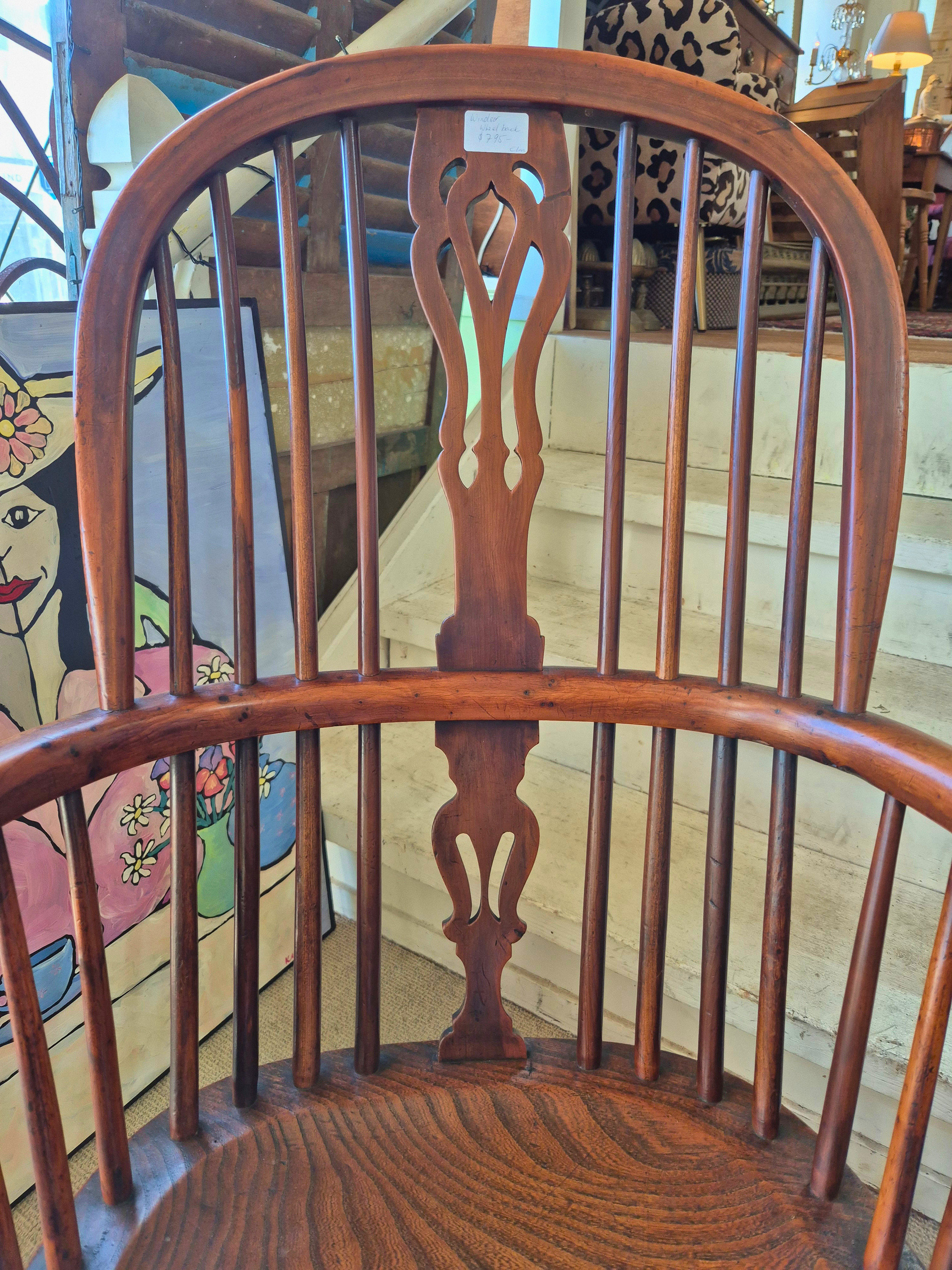 Windsor Wheel Back Chair close up of the back rest.