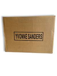 Box of lightbulbs with brand Yvonne Sanders written on the outside