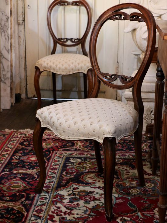 Fine Pair Balloon Back Chairs