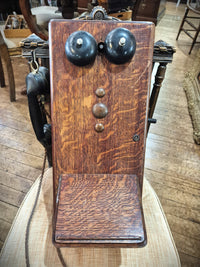 Oak Wall Telephone with Crank 